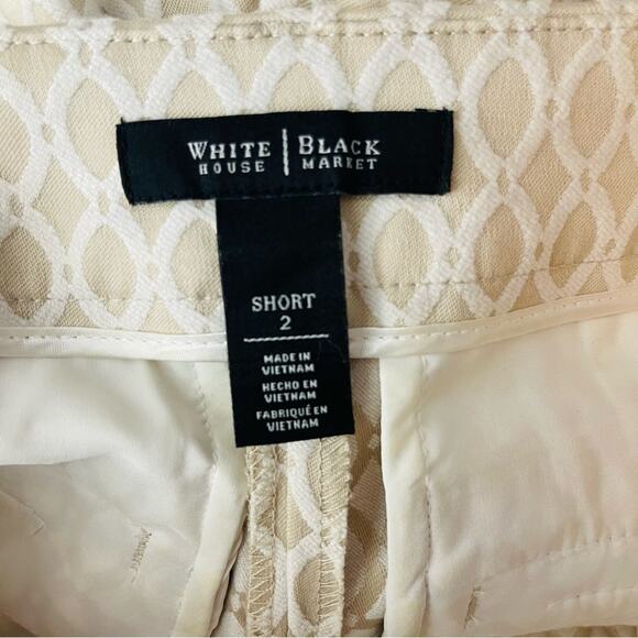 WHBM tan white geometric preppy trouser chino shorts 2 - Picture 4 of 5
